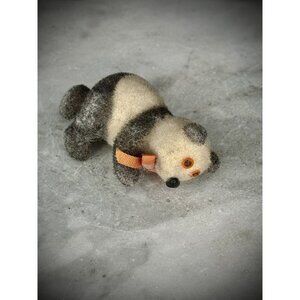 vintage flocked panda bear figurine or ornament.